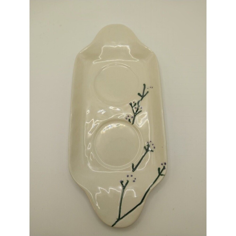 Anthropologie Floral Ceramic Salt and Pepper Tray Cream Serving Tray Tabletop